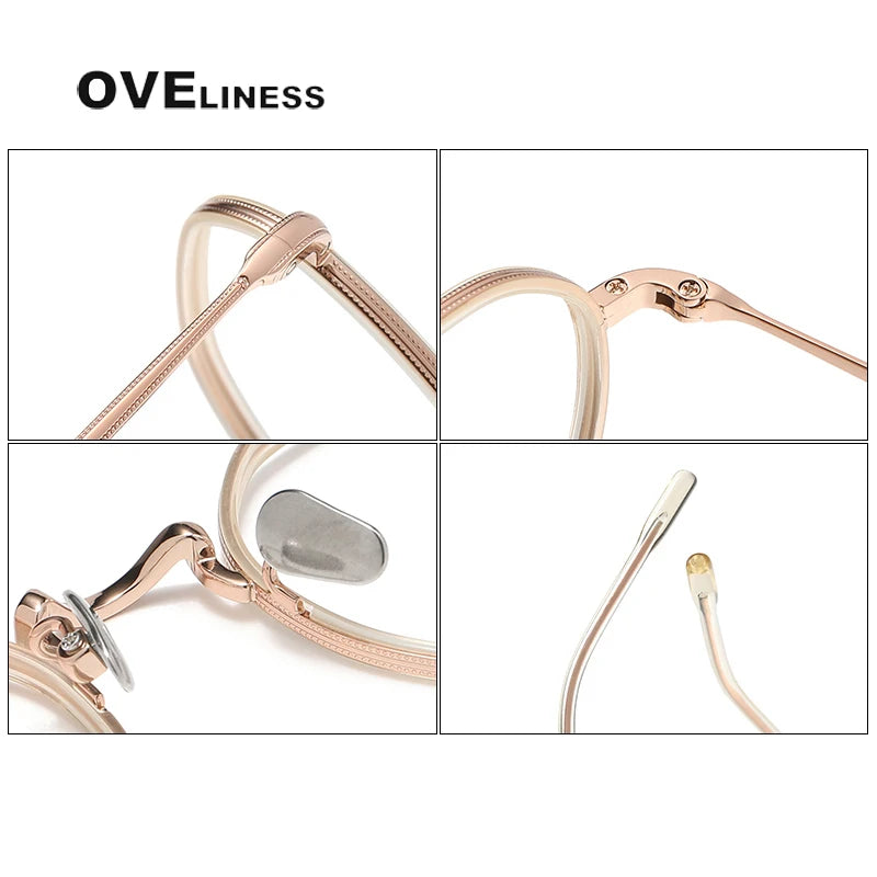 Oveliness Unisex Full Rim Polygon Acetate Titanium Eyeglasses 8514 Full Rim Oveliness