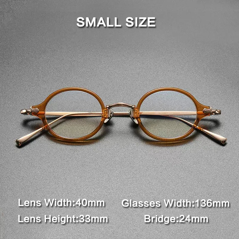 Gatenac Unisex Full Rim Round Small Acetate Titanium Eyeglasses Gxyj890 Full Rim Gatenac Small Yellow