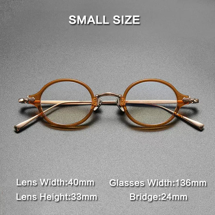 Gatenac Unisex Full Rim Round Small Acetate Titanium Eyeglasses Gxyj890 Full Rim Gatenac Small Yellow