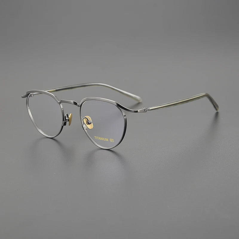 Black Mask Unisex Full Rim Round Titanium Eyeglasses Kv127 Full Rim Black Mask Gun Gray