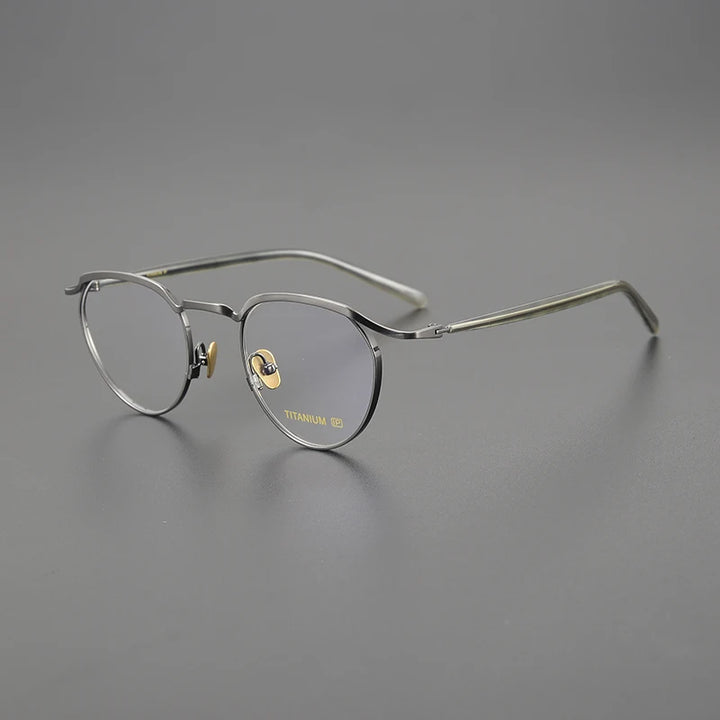 Black Mask Unisex Full Rim Round Titanium Eyeglasses Kv127 Full Rim Black Mask Gun Gray
