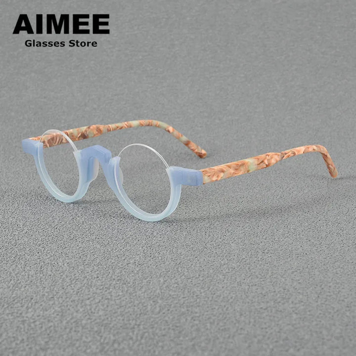 Aimee Unisex Semi Rim Round Acetate Eyeglasses 4141 Semi Rim Aimee