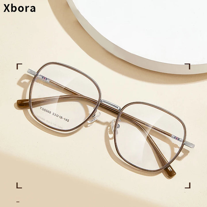 Xbora Unisex Full Rim Polygon Square Alloy Eyeglasses 15568
