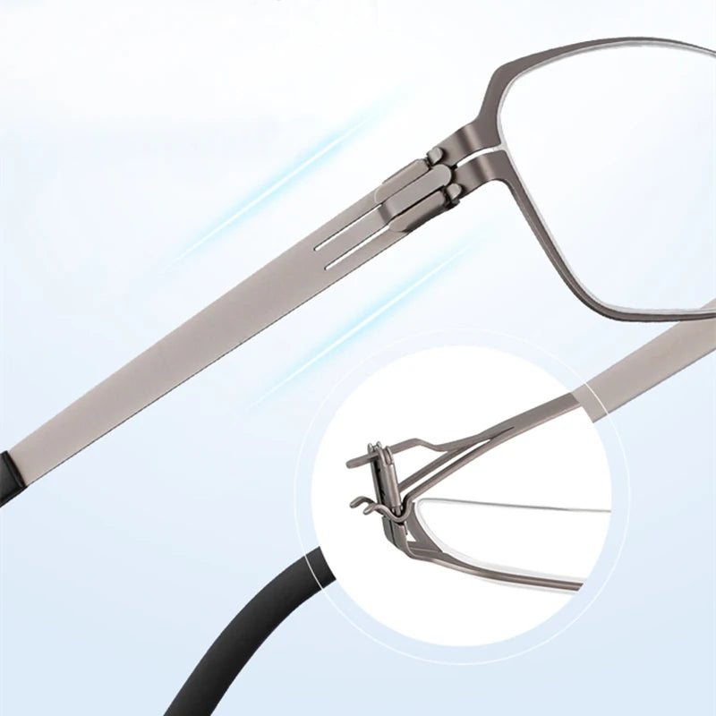 Black Mask Unisex Semi Rim Square Screwless Steel Eyeglasses 49006 Semi Rim Black Mask