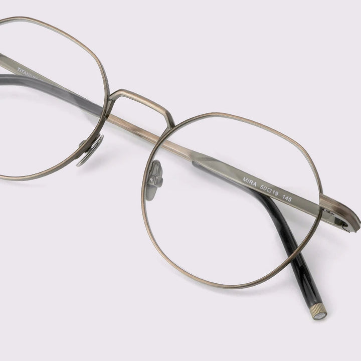 Black Mask Unisex Full Rim Round Titanium Eyeglasses M137 Full Rim Black Mask