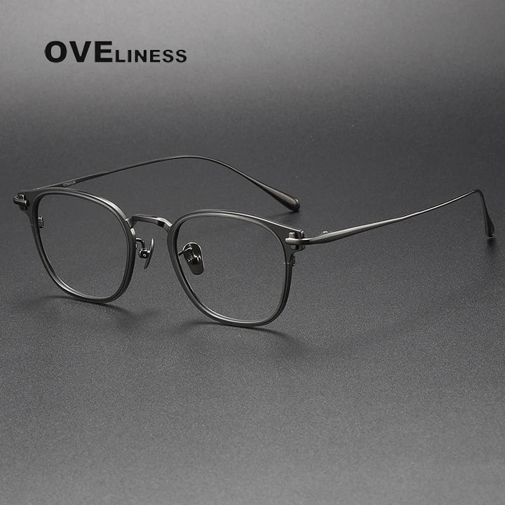 Oveliness Unisex Full Rim Square Acetate Titanium Eyeglasses 4321 Full Rim Oveliness gun  