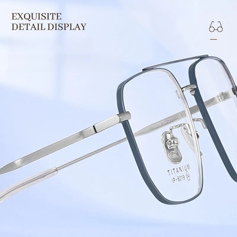 Yimaruili Unisex Full Rim Square Double Bridge Titanium Eyeglasses 6019 Full Rim Yimaruili Eyeglasses