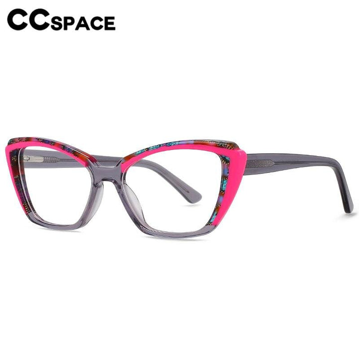 CCspace Unisex Full Rim Square Cat Eye Acetate Eyeglasses 56558 Full Rim CCspace