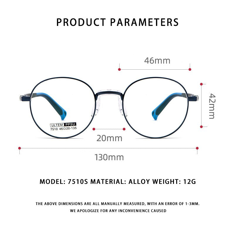 Yimaruili Unisex Youth's Full Rim Round Tr 90 Alloy Eyeglasses 7510S Full Rim Yimaruili Eyeglasses