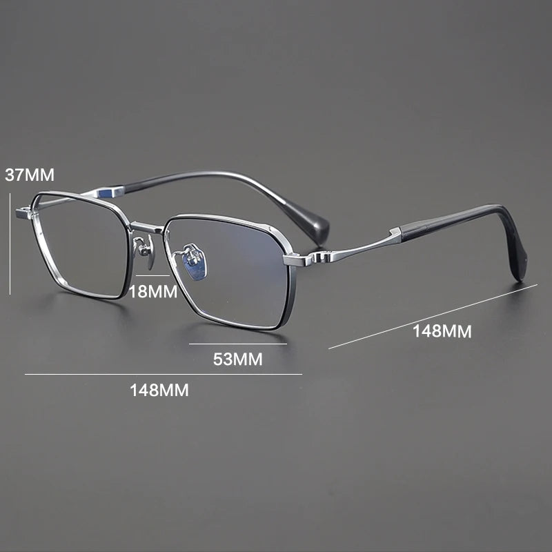 Gatenac Unisex Full Rim Polygon Square Titanium Eyeglasses Gxyj2888