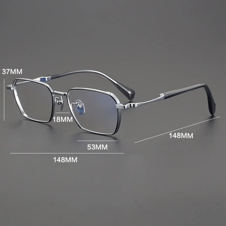 Gatenac Unisex Full Rim Polygon Square Titanium Eyeglasses Gxyj2888