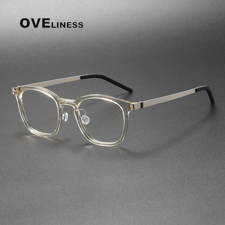 Oveliness Unisex Full Rim Square Titanium Screwless Eyeglasses 1051 Full Rim Oveliness champagne