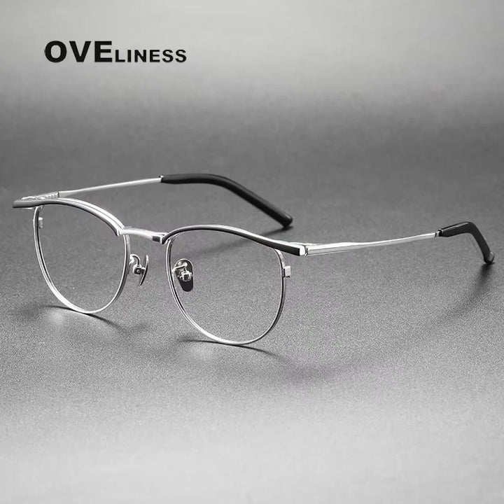 Oveliness Women's Full Rim Square Acetate Titanium Eyeglasses 71550 Full Rim Oveliness black silver