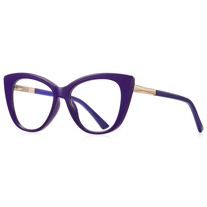 Kocolior Unisex Full Rim Cat Eye Alloy Acetate Hyperopic Reading Glasses 2097 Reading Glasses Kocolior Purple 0