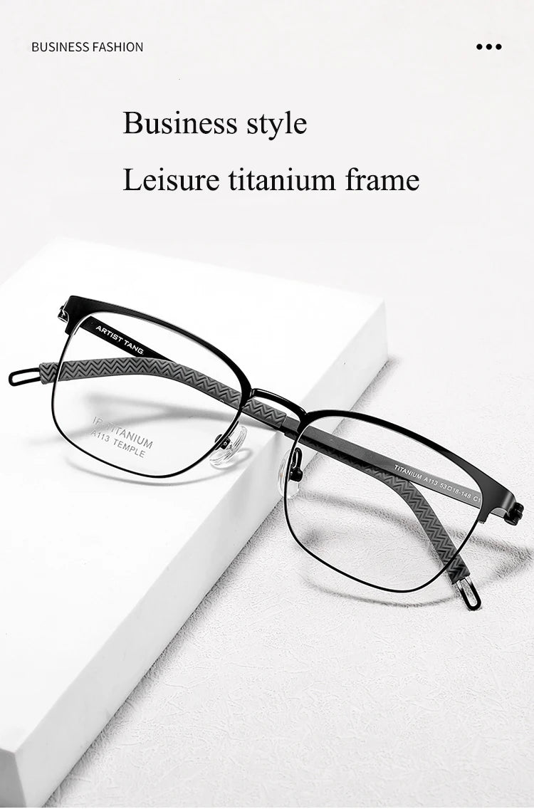 Bclear Unisex Full Rim Square Titanium Eyeglasses A113 Full Rim Bclear