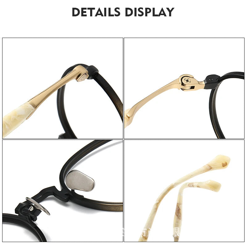 Blaack Mask Women's Full Rim Round Titanium Eyeglasses S808 Full Rim Black Mask