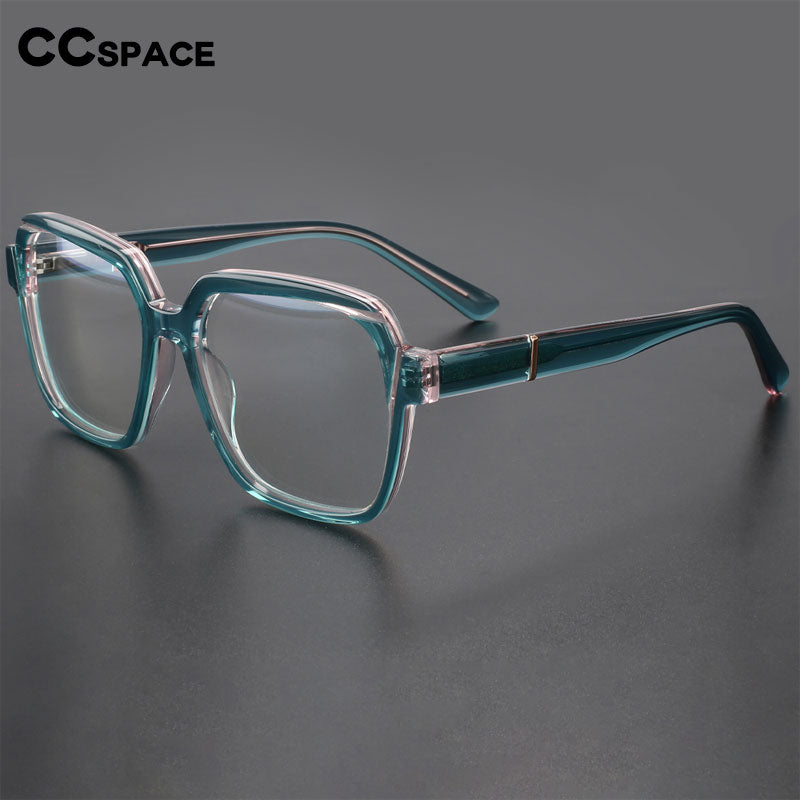 CCspace Unisex Full Rim Irregular Square Acetate Eyeglasses 56315 Full Rim CCspace