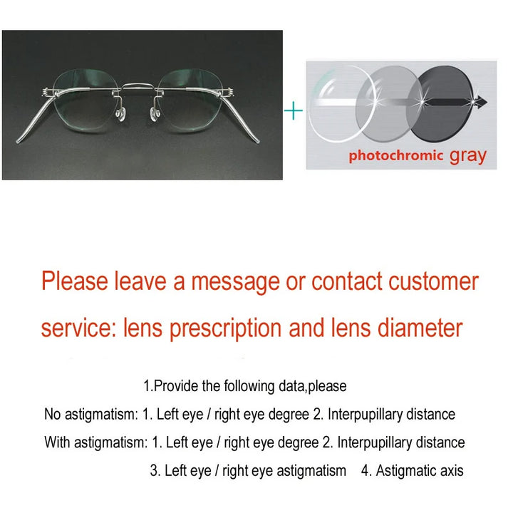 Yujo Unisex Rimless Oval Polygon Stainless Steel Eyeglasses 14537 Rimless Yujo C4 CHINA