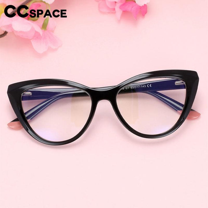 CCspace Unisex Full Rim Square Cat Eye PC Eyeglasses 56638 Full Rim CCspace