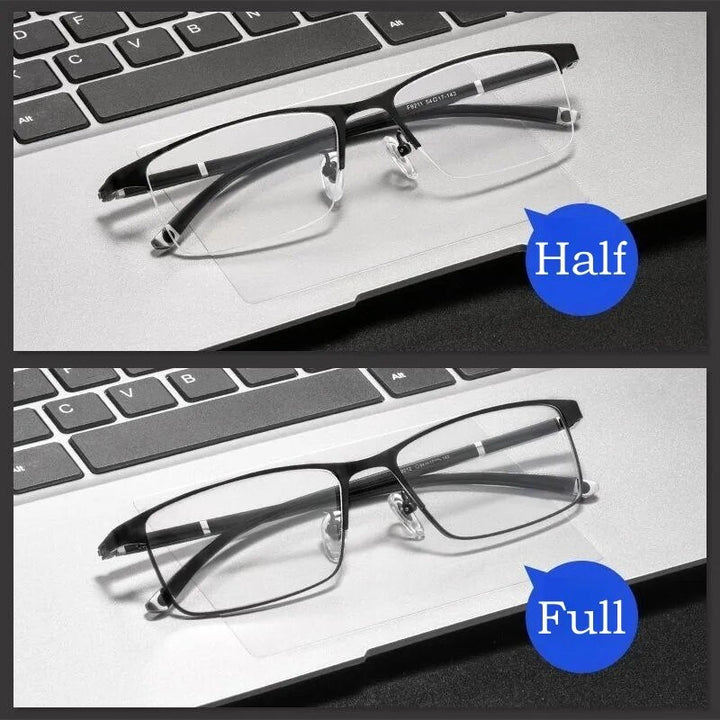 Yimaruili Men's Full Semi Rim Square Alloy Eyeglasses P9211 P9212 Semi Rim Yimaruili Eyeglasses