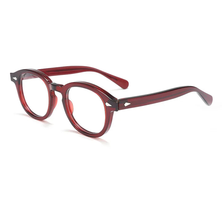 Hdcrafter Unisex Full Rim Oval Square Acetate Eyeglasses 3 Sizes 80122 Full Rim Hdcrafter Eyeglasses Red-44MM
