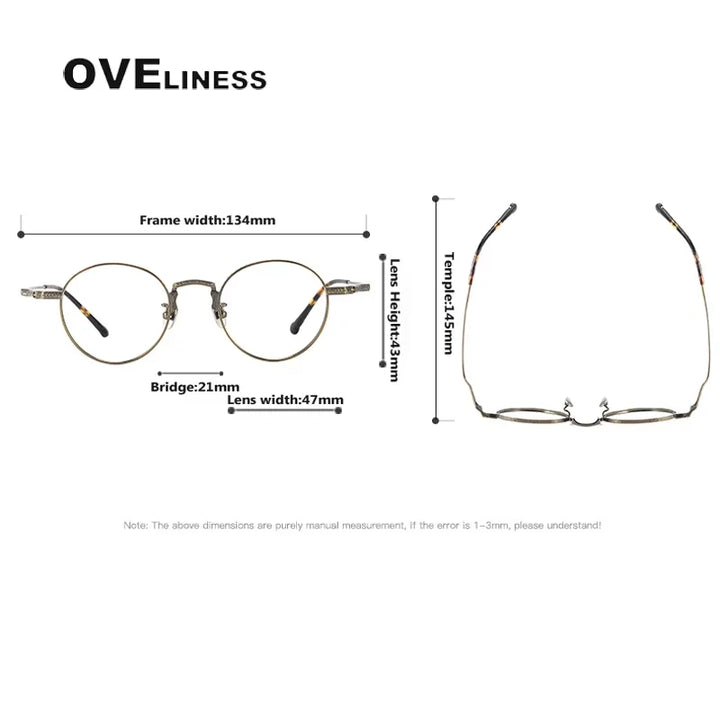 Oveliness Women's Full Rim Round Acetate Titanium Eyeglasses 841042