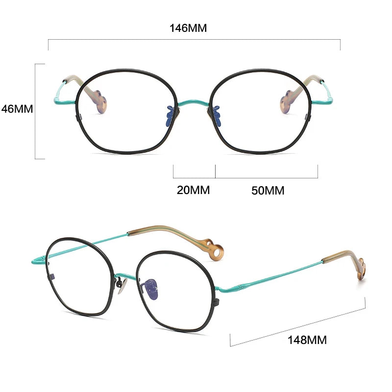 Gatenac Unisex Full Rim Small Round Titanium Eyeglasses Gxyj1457 Full Rim Gatenac