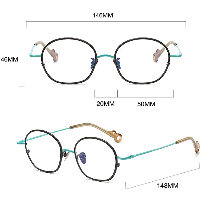 Gatenac Unisex Full Rim Small Round Titanium Eyeglasses Gxyj1457 Full Rim Gatenac