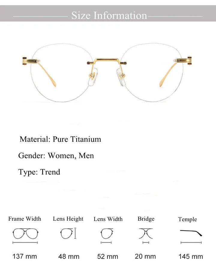 Chashma Ochki Women's Rimless Round Titanium Eyeglasses 310293