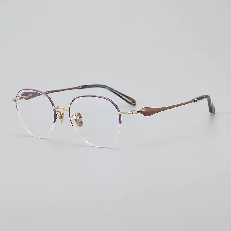 Hewei Unisex Semi Rim Stainless Steel Eyeglasses 415019 Semi Rim Hewei C2