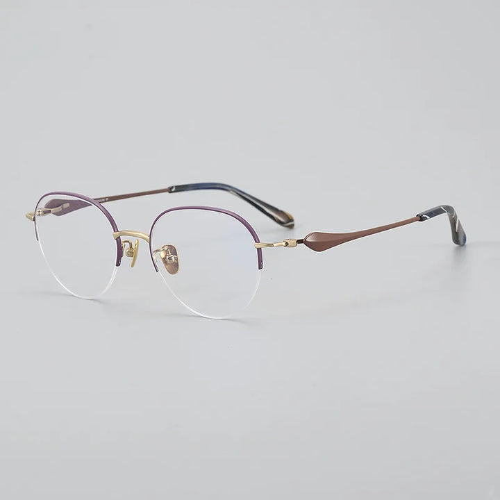 Hewei Unisex Semi Rim Stainless Steel Eyeglasses 415019 Semi Rim Hewei C2