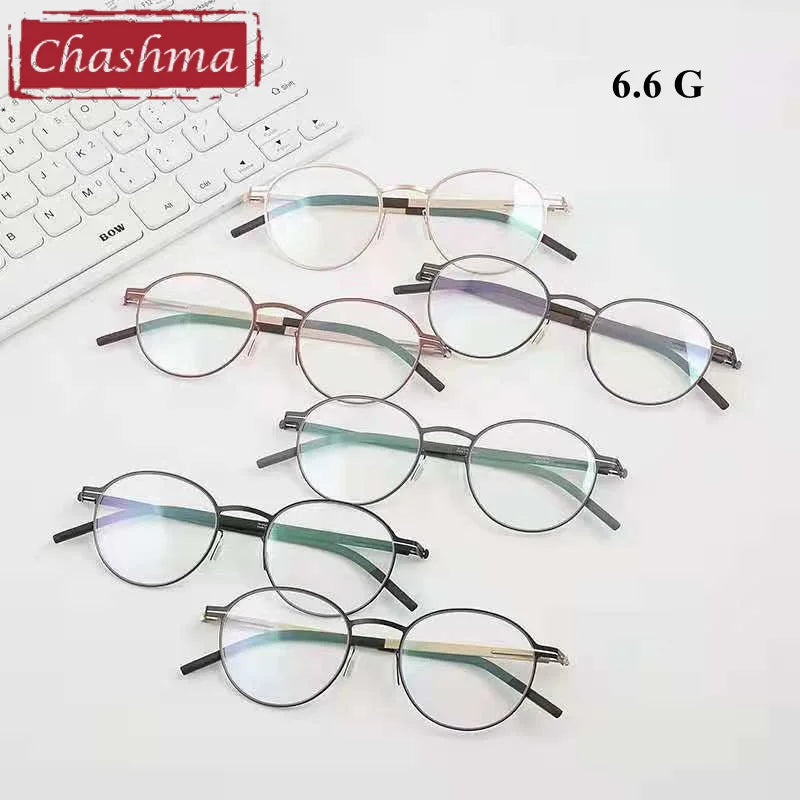 Chashma Ottica Unisex Full Rim Round Titanium Eyeglasses 408 Full Rim Chashma Ottica   