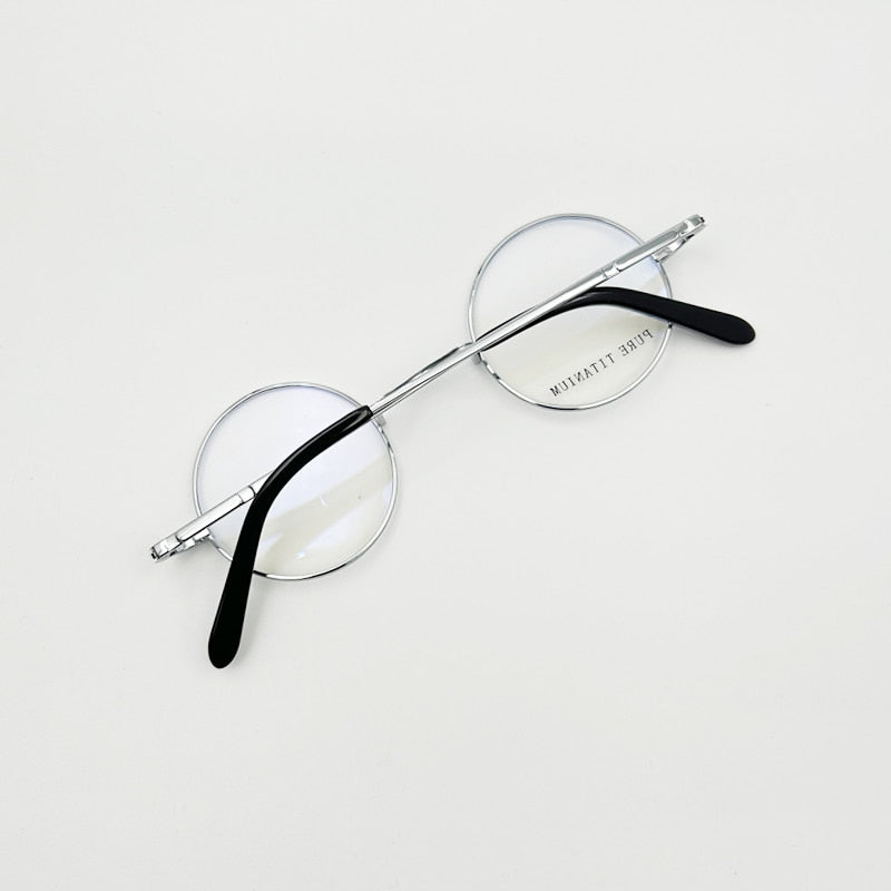 Yujo Unisex Full Rim 42 mm Round Titanium Eyeglasses Full Rim Yujo
