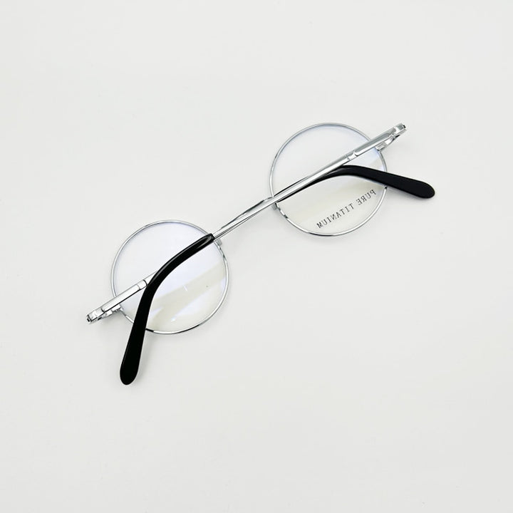 Yujo Unisex Full Rim 42 mm Round Titanium Eyeglasses Full Rim Yujo