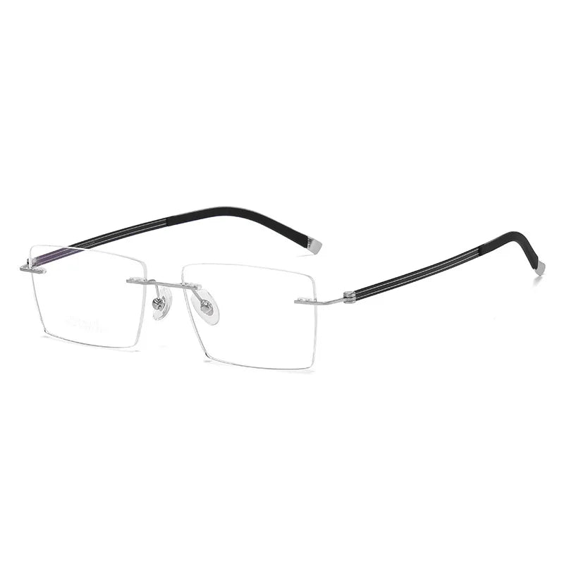 Momoja Unisex Rimless Polygon Square Titanium Eyewglasses 60547