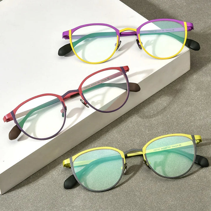 Nobler Unisex Full Rim Oval Cat Eye Titanium Eyeglasses 185782 Full Rim Nobler