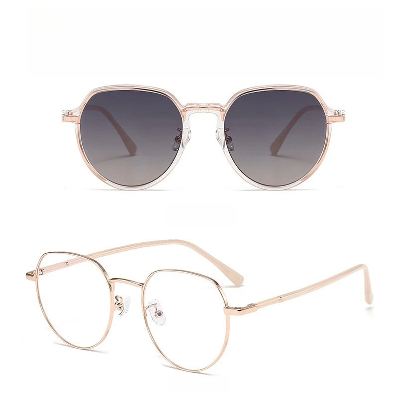 Yimaruili Women's Full Rim Polygonal Tr 90 Alloy Eyeglasses Clip On Sunglasses 81001