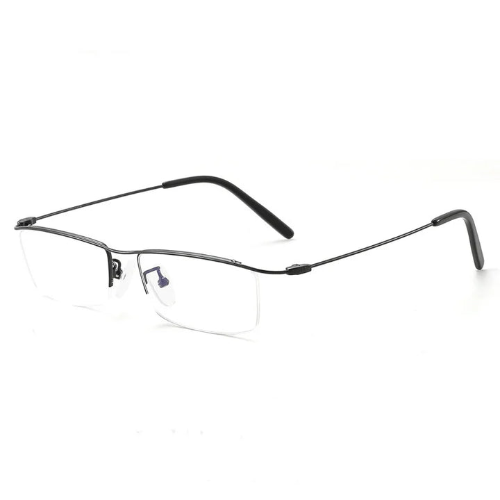 Hdcrafter Unisex Semi Rim Browline Square Titanium Eyeglasses 6688 Semi Rim Hdcrafter Eyeglasses black