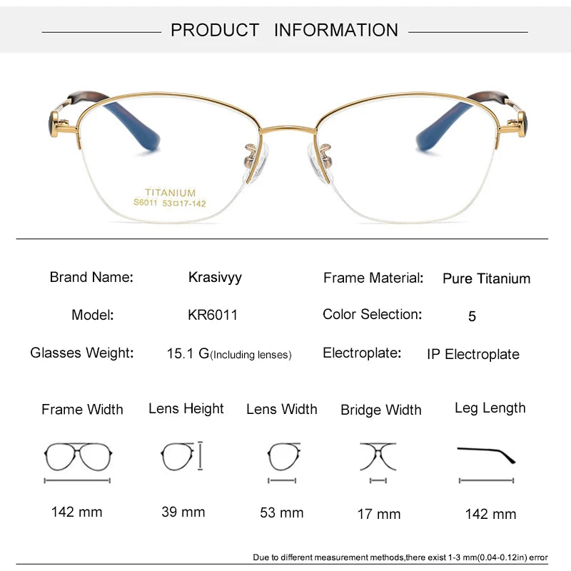 Krasivyy Unisex Semi Rim Oval Square Titanium Eyeglasses 56011