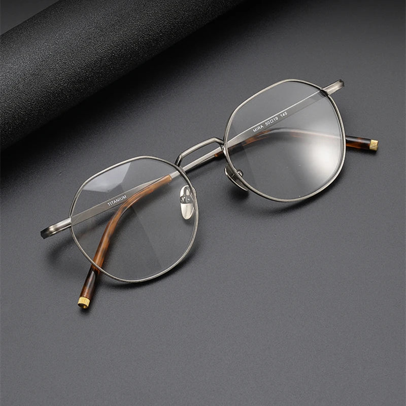 Black Mask Women's Full Rim Flat Top Oval Titanium Eyeglasses 41386
