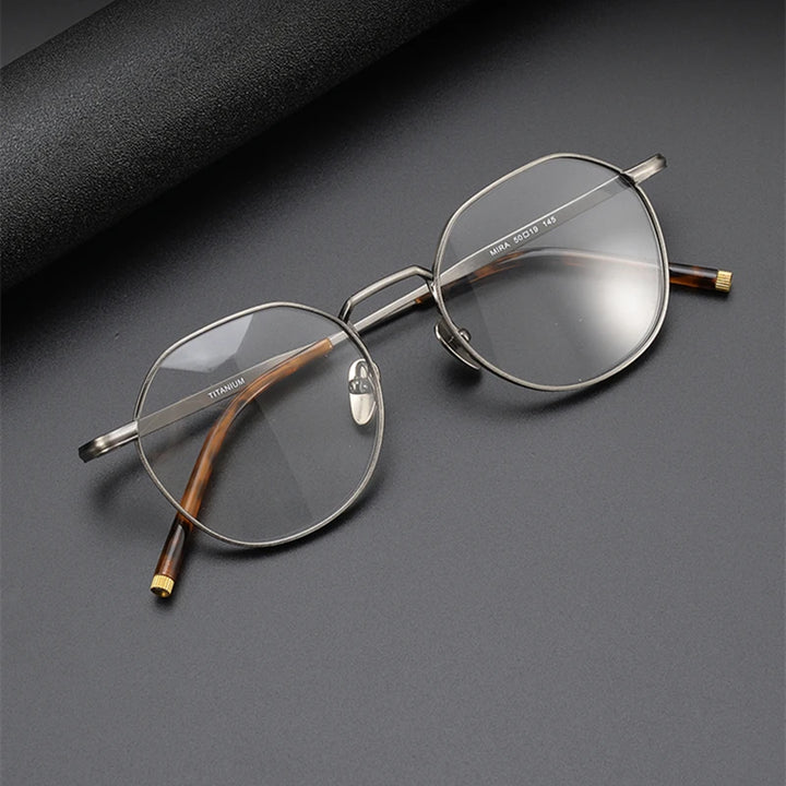 Black Mask Women's Full Rim Flat Top Oval Titanium Eyeglasses 41386