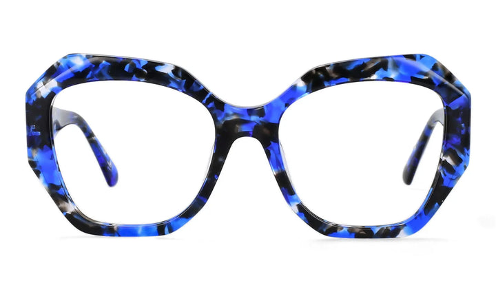 CCspace Women's Full Rim Oversized Square Acetate Hyperopic Reading Glasses R56958 Reading Glasses CCspace blue China 0