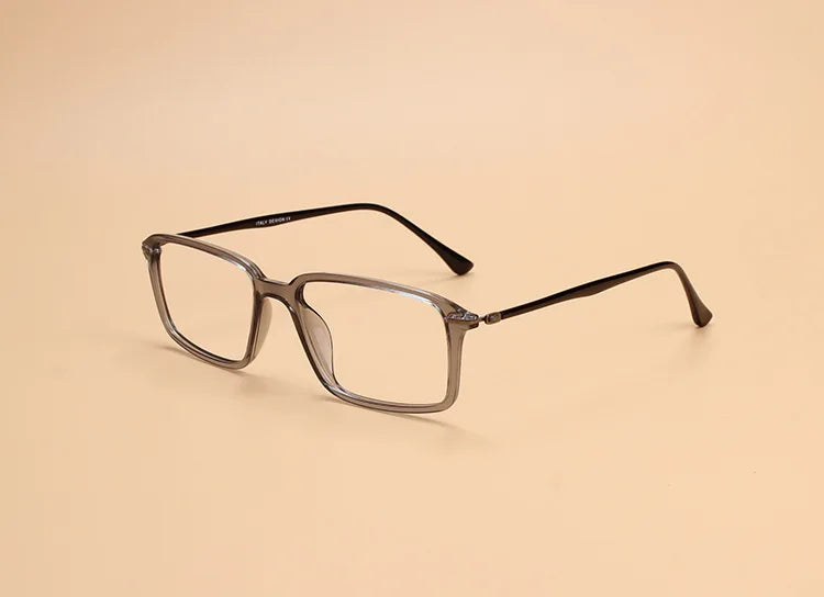 Brightzone Unisex Full Rim Square Ultem Carbon Steel Eyeglasses 79019 Full Rim Brightzone Clear gray