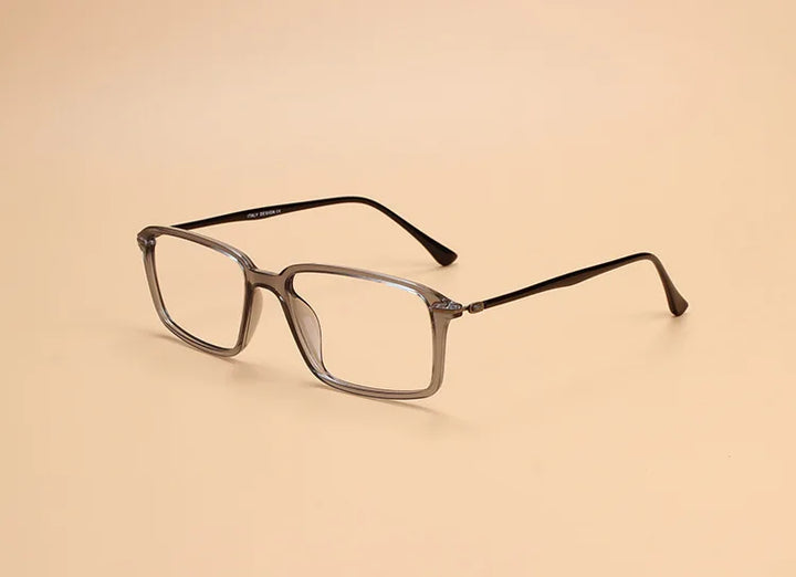 Brightzone Unisex Full Rim Square Ultem Carbon Steel Eyeglasses 79019 Full Rim Brightzone Clear gray