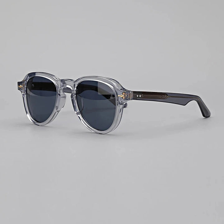 Hewei Unisex Full Rim Square Acetate Sunglasses 0018 Sunglasses Hewei gray-gray as picture 