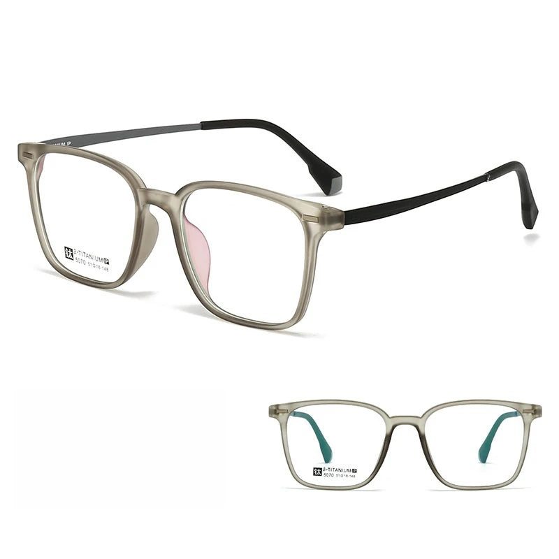 Yimaruili Unisex Full Rim Square Tr 90 Titanium-Alloy Eyeglasses 5070