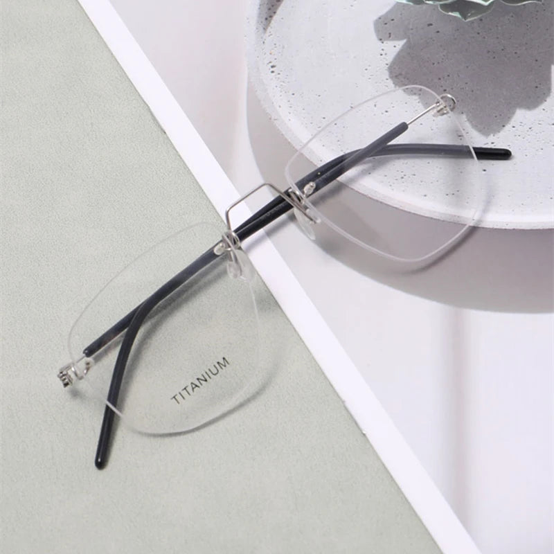 Black Mask Women's Rimless Square Screwless Titanium Eyeglasses 195132