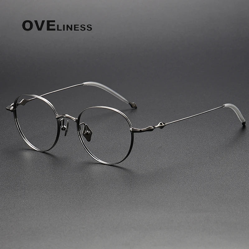 Oveliness Unisex Full Rim Round Titanium Eyeglasses 4519 Full Rim Oveliness gun