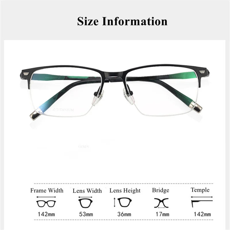 Chashma Ottica Men's Semi Rim Square Titanium Eyeglasses 27009