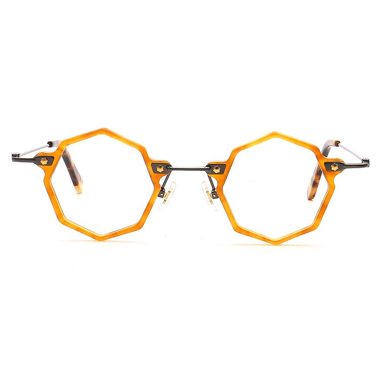Muzz Unisex Full Rim Small Polygon Acetate Alloy Eyeglasses 013 Full Rim Muzz C4
